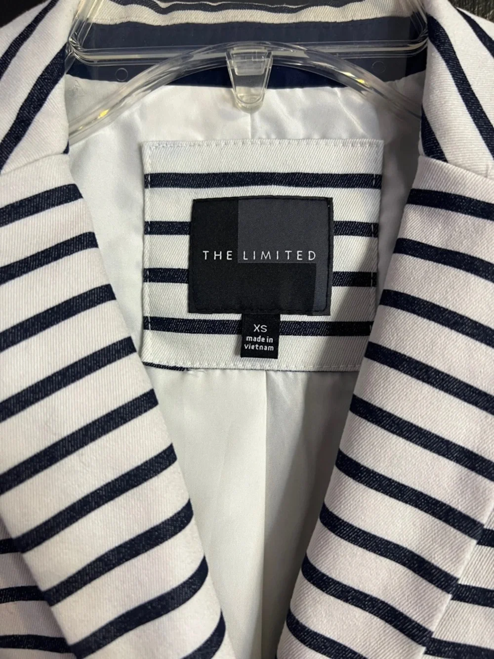 The Limited Navy and White Striped Denim  Blazer - Picture 3 of 4